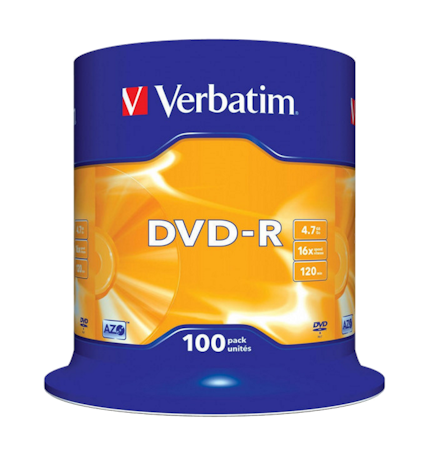 Verbatim 16x DVD-R 4,7GB logo 100 stk