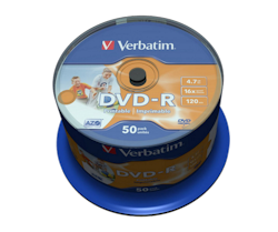 Verbatim 16x DVD-R 4,7GB hvit printbar 50 stk