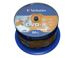 Verbatim 16x DVD-R 4,7GB hvit printbar 50 stk