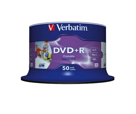 Verbatim 16x DVD+R 4,7GB hvit printbar 50 stk