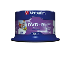 Verbatim 16x DVD+R 4,7GB hvit printbar 50 stk