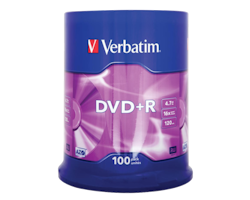Verbatim 16x DVD+R 4,7GB logo 100 stk