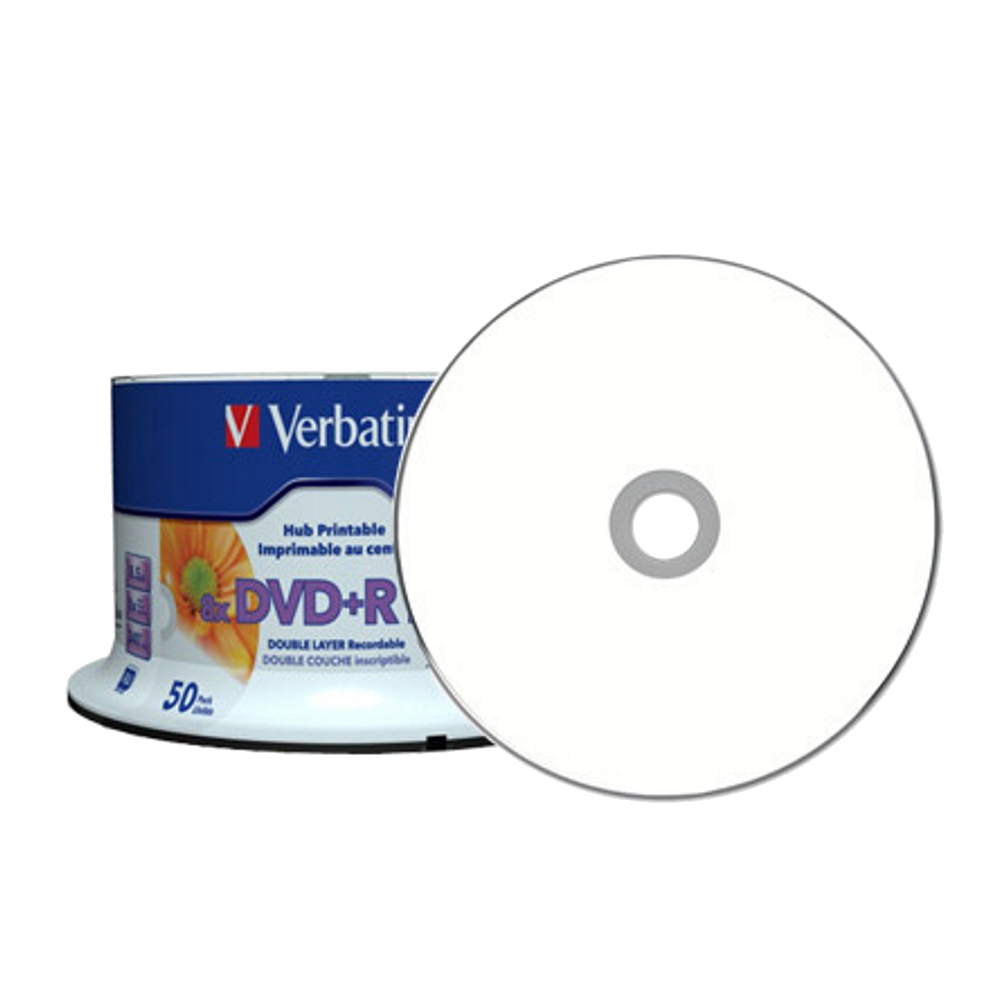 Verbatim DVD+R 8x 8,5GB dobbel lags hvit printbar 50 stk
