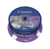 Verbatim DVD+R 8x 8.5GB dobbel lags hvit printbar 25 stk
