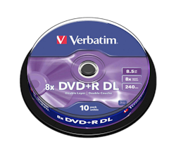 Verbatim DVD+R 8x 8.5GB Dobbel lags logo 10 stk