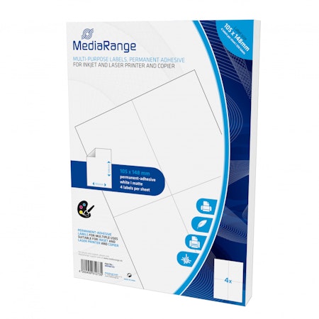 MediaRange Flerbruksetiketter, permanent lim 105x148mm 200 stk