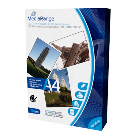 Mediarange A4 fotopapir glanset 160gr 100 ark