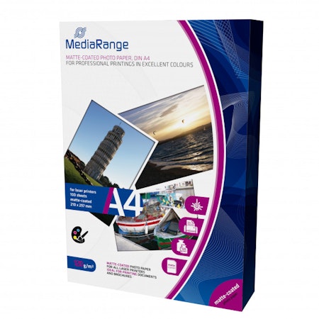 Mediarange A4 fotopapir matt 120gr for laserskrivere 100 ark