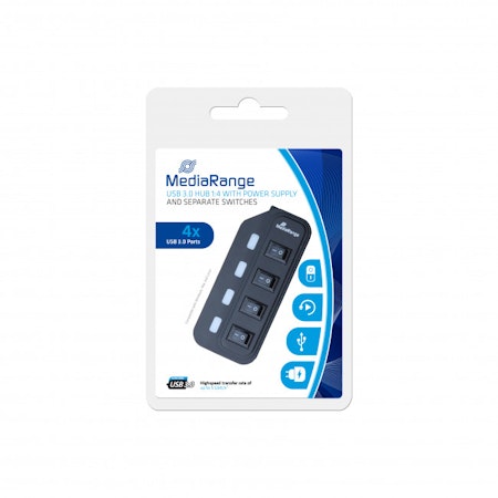 MediaRange minnepenn leser USB 3.0 Hub 1:4