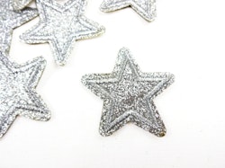 M515 Tygmärke Glitterstjärna silver (10 st)