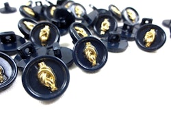K029 Knapp 14 mm Knut mörkblå/guld