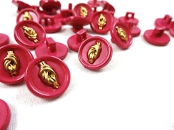 K029 Knapp 14 mm Knut cerise/guld