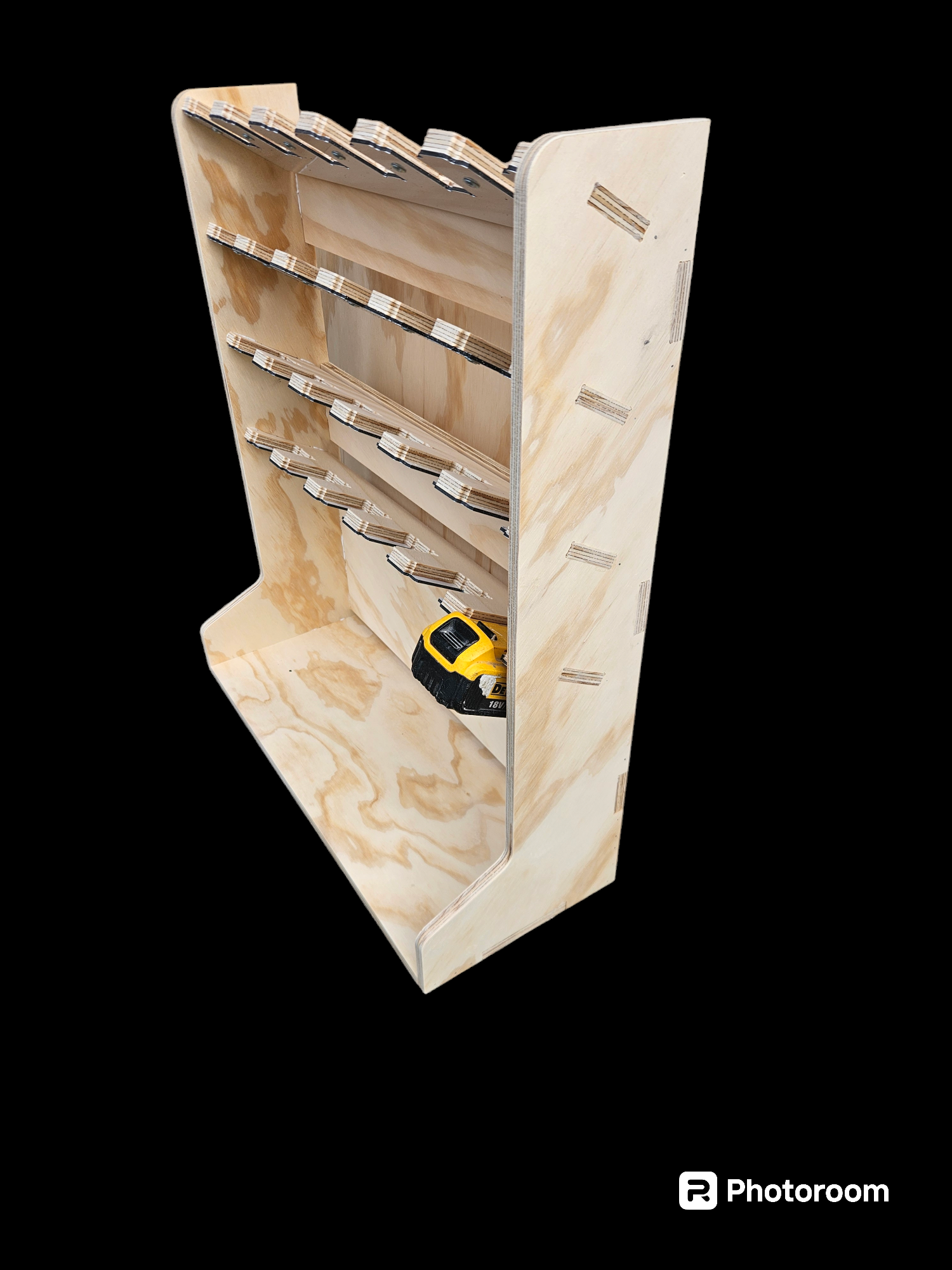 Dewalt ladehylle med 24 batterier