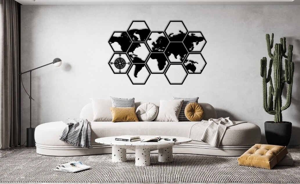 Verdenskart hexagon fliser