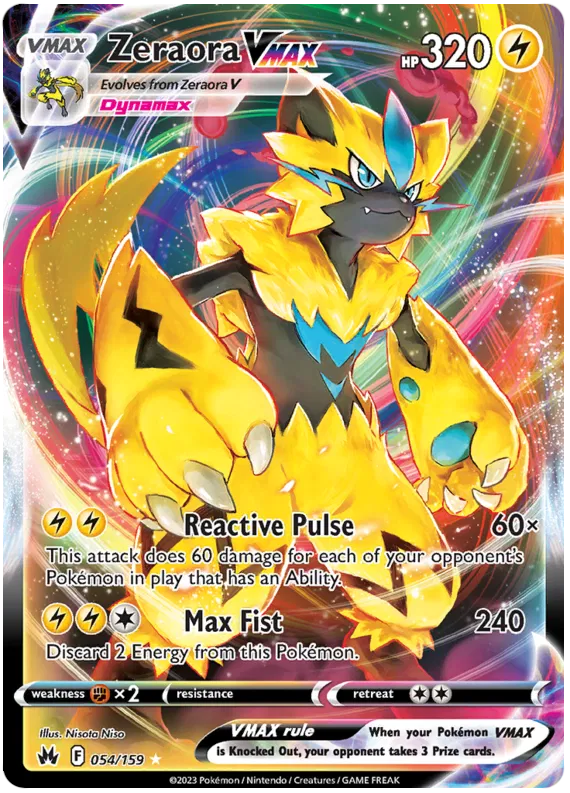 Zeraora VMAX - 054/159 - Ultra Rare - Crown Zenith