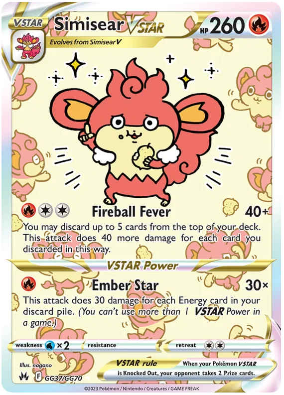 Simisear VSTAR - GG37/GG70 - Ultra Rare - Crown Zenith