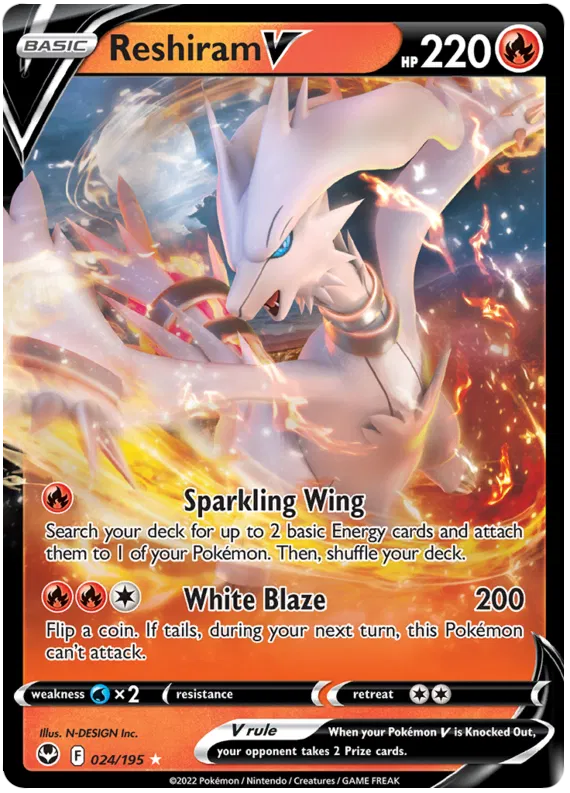 Reshiram V - 024/195 - Ultra Rare - Silver Tempest