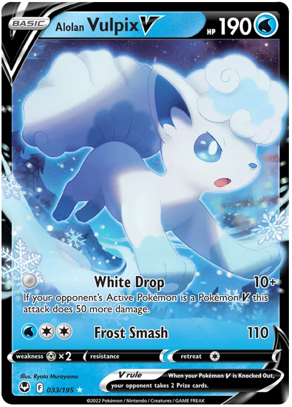 Alolan Vulpix V - 033/195 - Ultra Rare - Silver Tempest