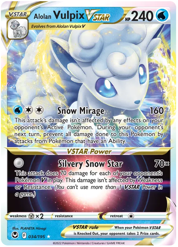 Alolan Vulpix VSTAR - 034/195 - Ultra Rare - Silver Tempest