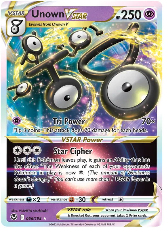Unown VSTAR - 066/195 - Ultra Rare - Silver Tempest