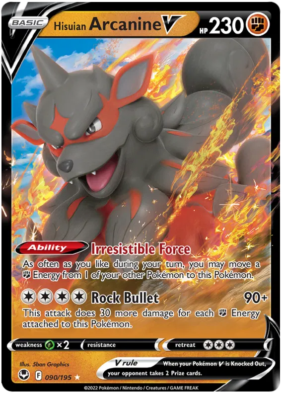 Hisuian Arcanine V - 090/195 - Ultra Rare - Silver Tempest