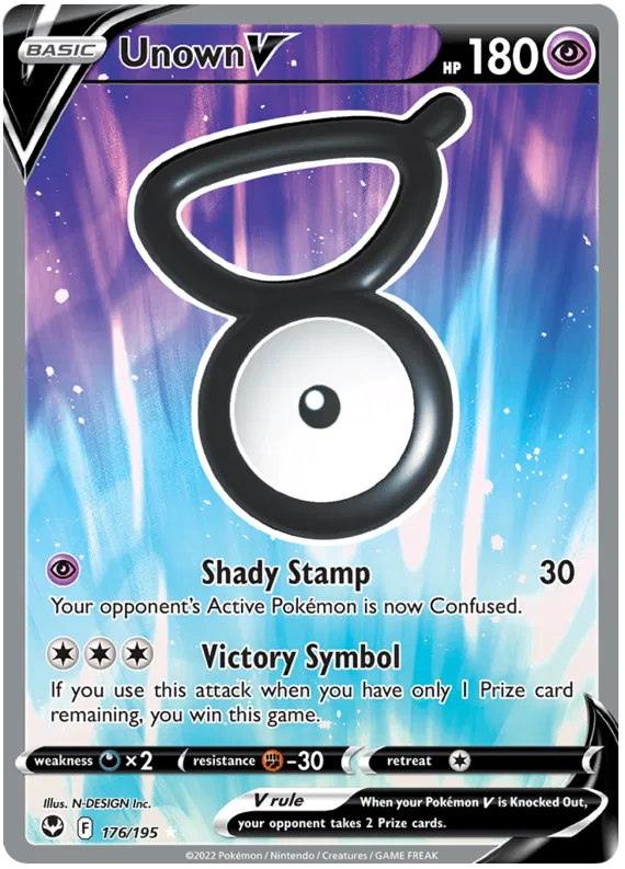 Unown V - 176/195 - Full Art Ultra Rare - Silver Tempest