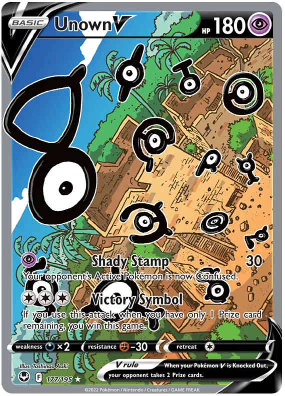 Unown V - 177/195 - Alternate Art Ultra Rare - Silver Tempest