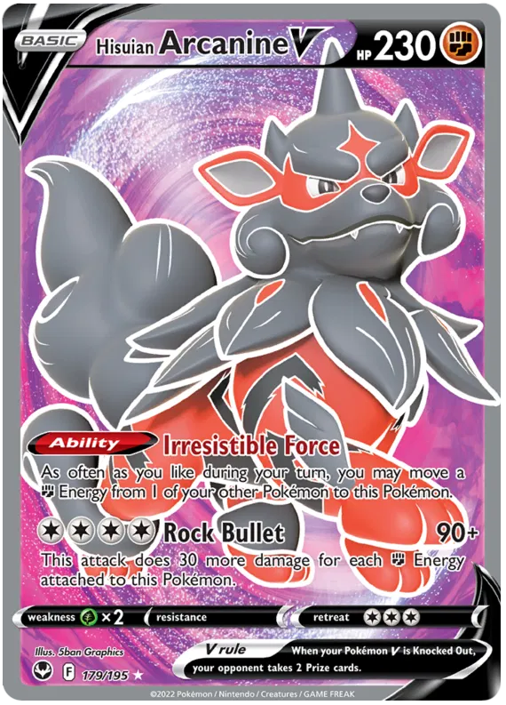 Hisuian Arcanine V - 179/195 - Full Art Ultra Rare - Silver Tempest