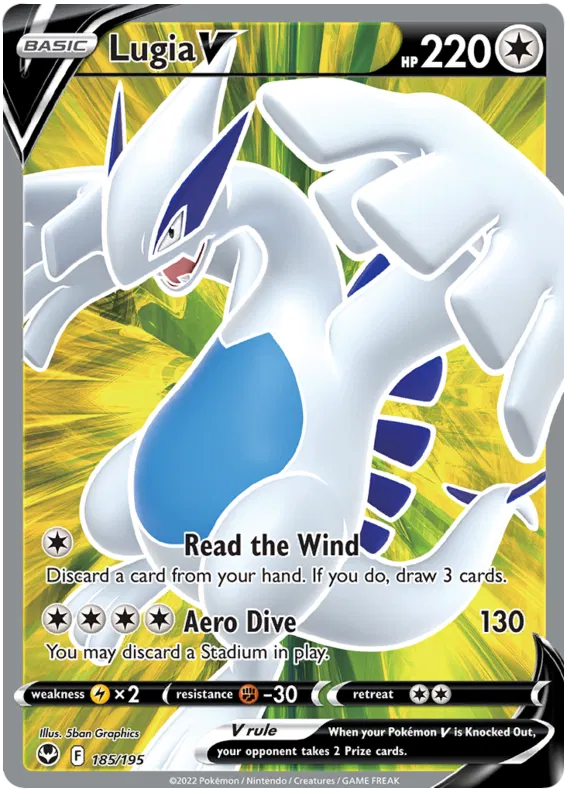 Lugia V - 185/195 - Full Art Ultra Rare - Silver Tempest