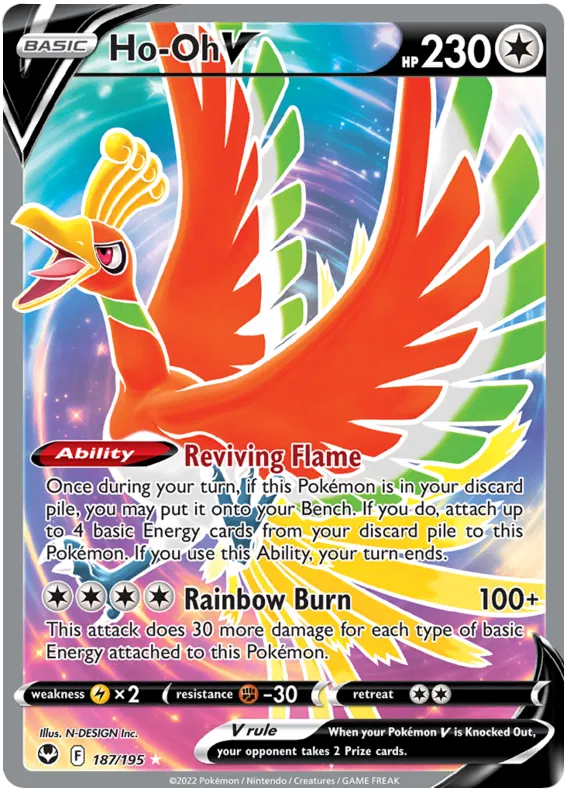 Ho-Oh V - 187/195 - Full Art Ultra Rare - Silver Tempest