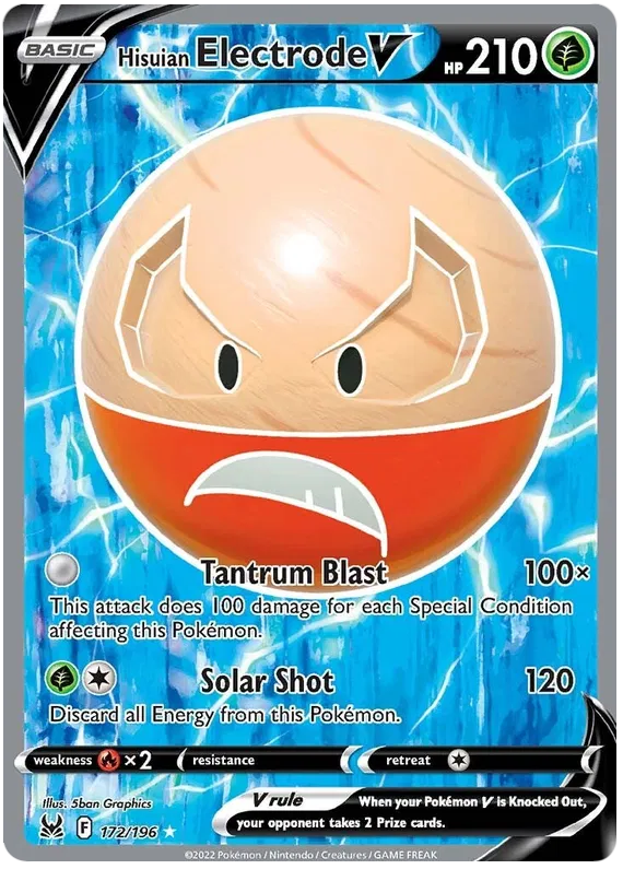 Hisuian Electrode V - 172/196 - Full Art Ultra Rare - Lost Origin