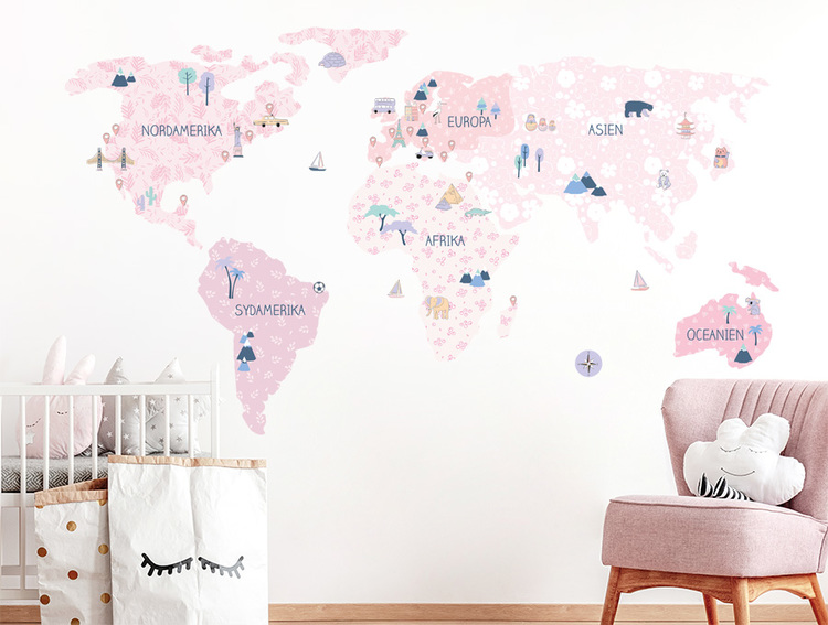 World map pink