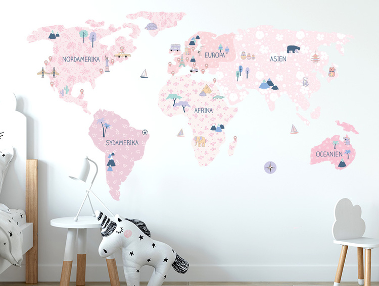 World map pink