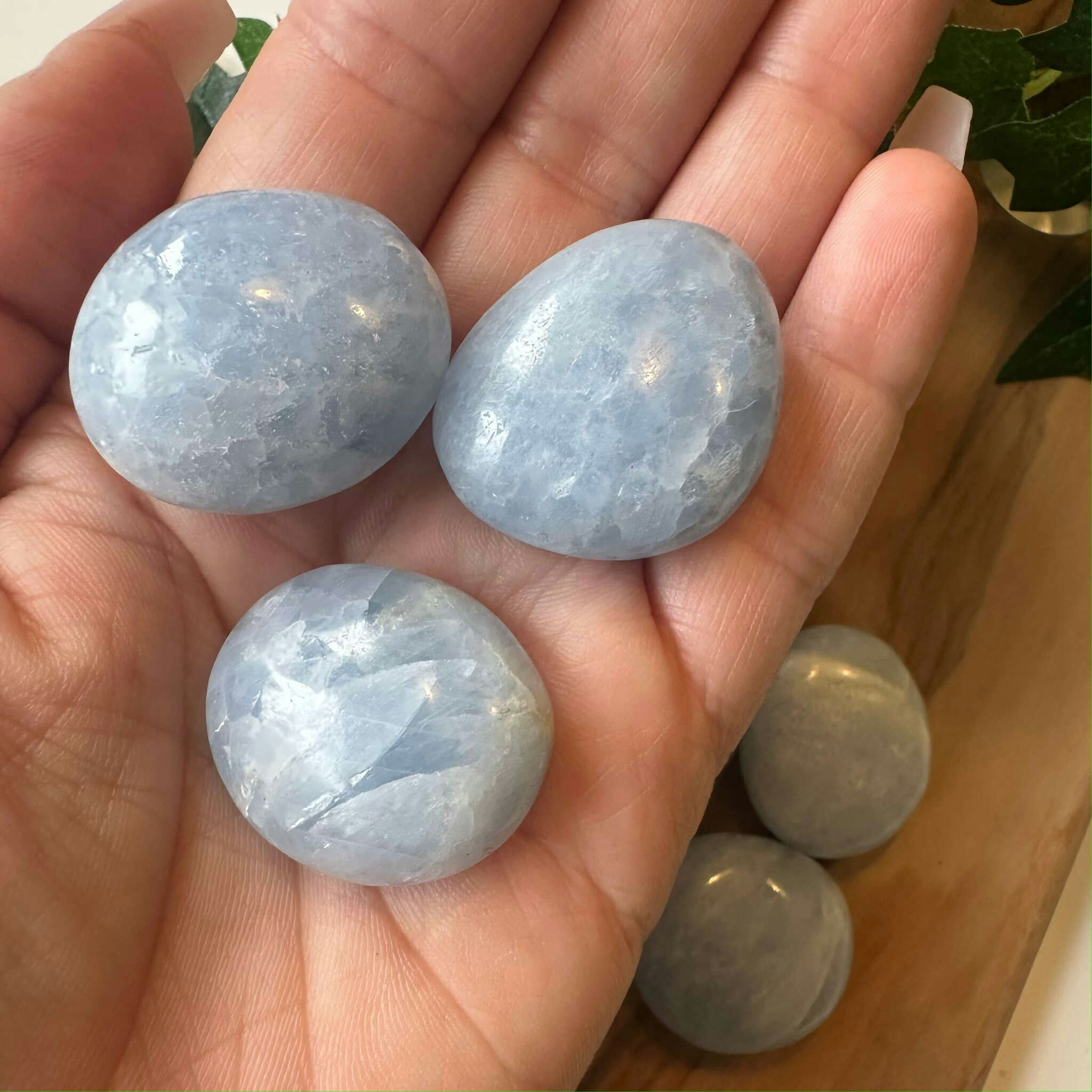 Blå Kalcit - Palmstone liten