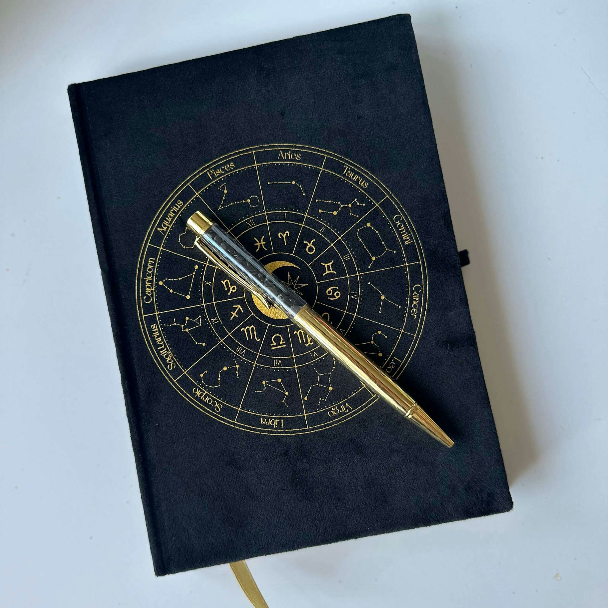 Anteckningsblock med Obsidianpenna - Astrologihjul