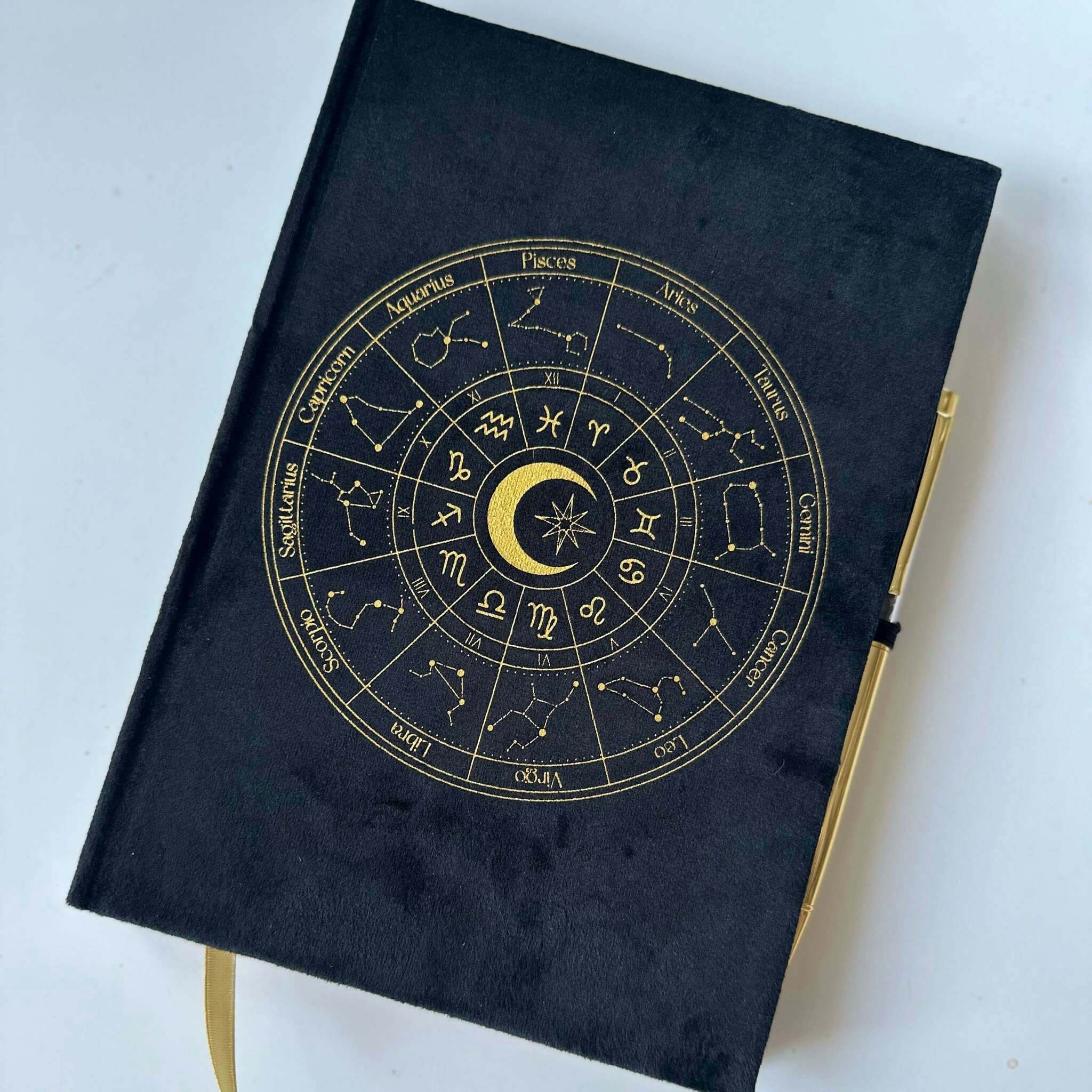 Anteckningsblock med Obsidianpenna - Astrologihjul