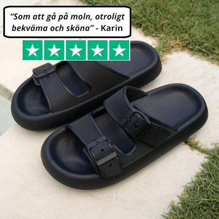 Mjuka stötdämpande moln tofflor (svart)