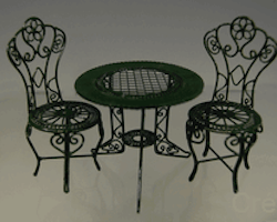 Utemöbel, grön, 4 stolar + bord