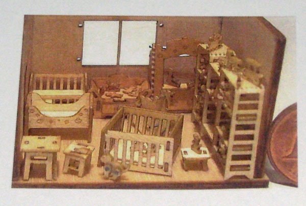 Möbler till barnrum skala 1:144, byggsats