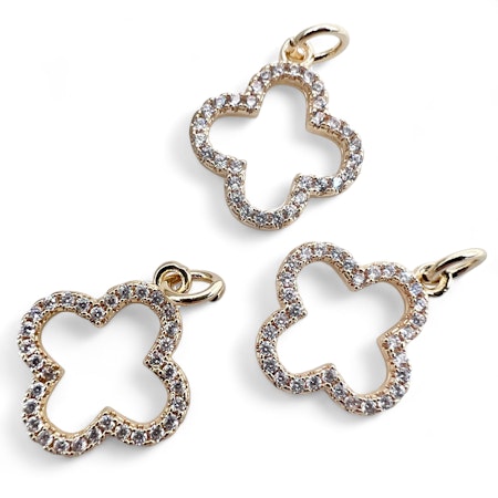 14K Gullforgylt kløver charm