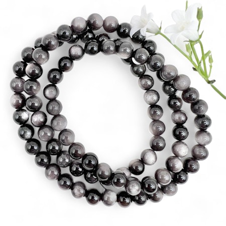 Sølv obsidian 6mm