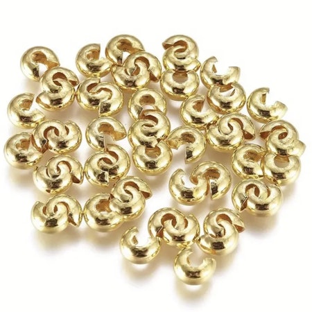 100stk Krympe perle cover 4mm gull