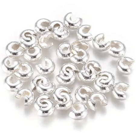 100stk Krympe perle cover 4mm sølv