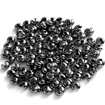 100stk Krympe perle cover 4mm svart