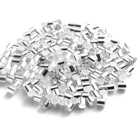 Krympe perler tube 1.5mm 2g (ca 200stk) sølv.