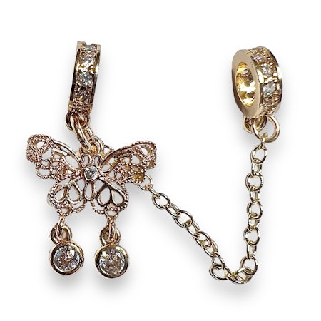 14K Gullforgylt sommerfugl charm m/kjede