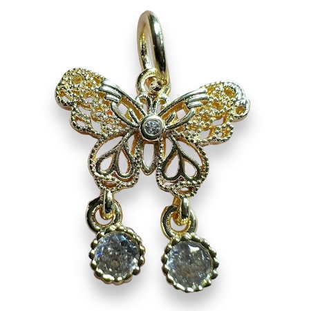 14K Gullforgylt sommerfugl charm