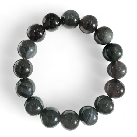 Sølv obsidian 11-12mm