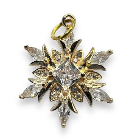 14K Gullforgylt snøkrystall charm