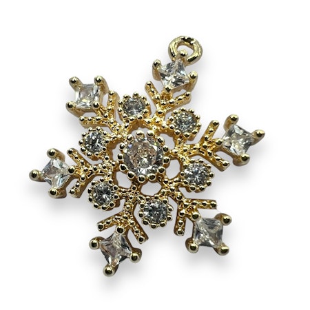 14K Gullforgylt snøkrystall charm